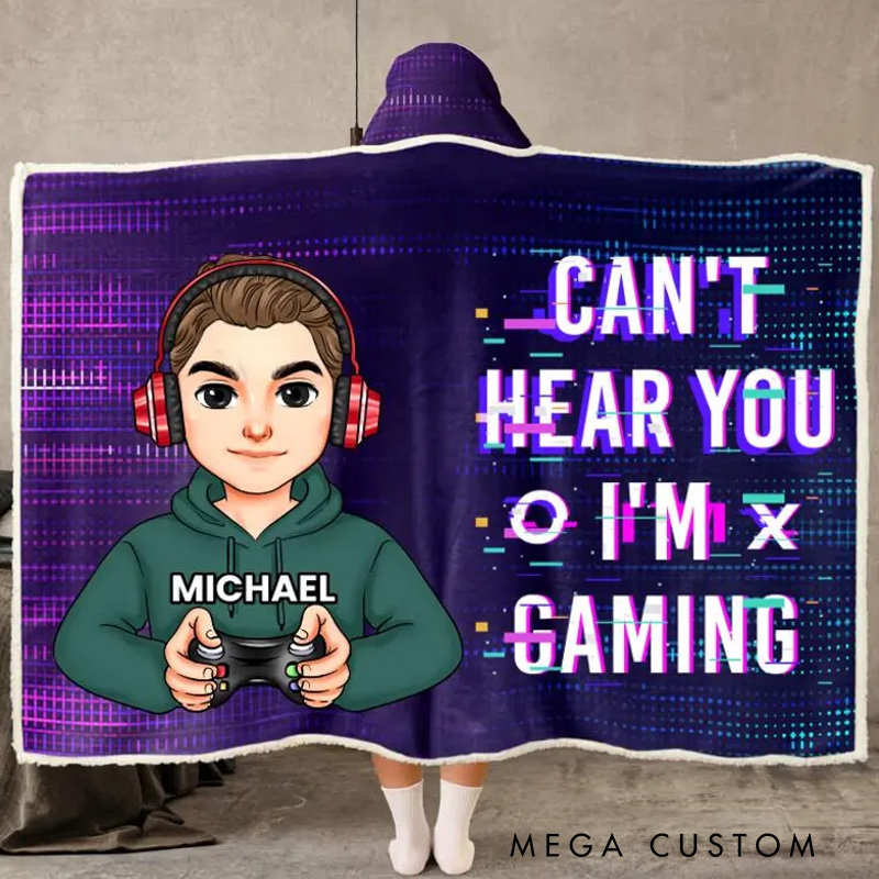 Personalized I'm Gaming Do Not Disturb Wearable Blanket Hoodie Gift for Gamer Geek Lover