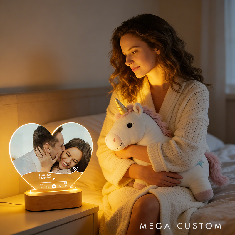 Personalized Romantic Heart Design Photo Nightlight Custom Valentine's Day Gift Best Gifts for Her Gift for Her Couple Anniversary Gift
