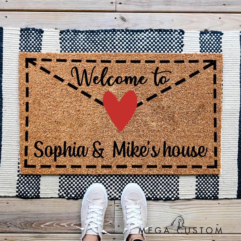 Personalized Valentine's Day Welcome Doormat Cute Love Letter Doormat Housewarming New Home Gift 