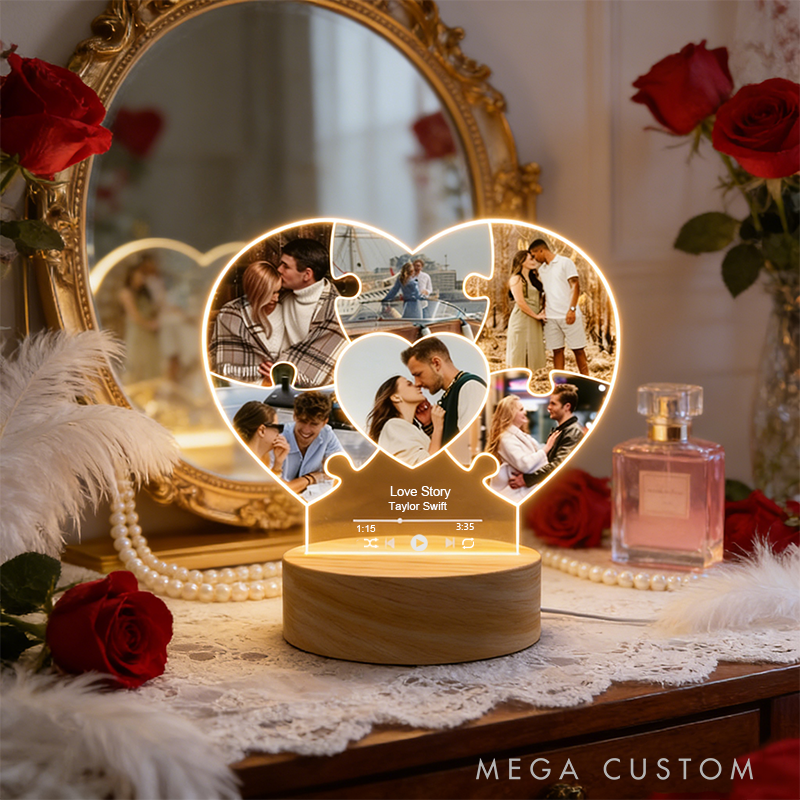 Personalized Photo Wedding LED LightCustom Gifts Engagement Gifts Newly Engaged Gifts Gift for Her Heart Lamp Anniversary Plaque
