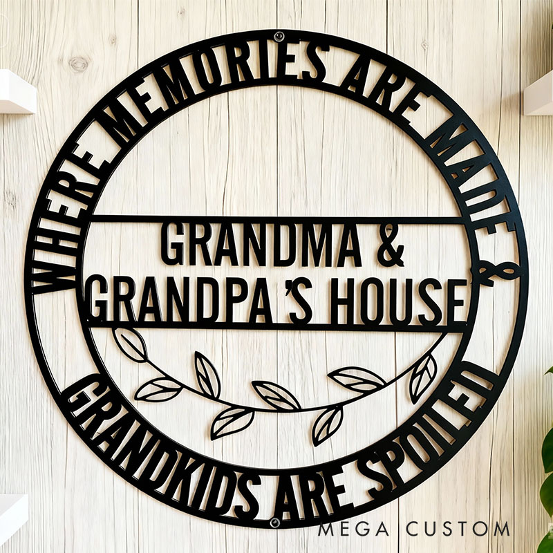 Personalized Metal Wall Sign Custom Gift for Grandparents Decorative Hanging Plaque for Grandma and Grandpa House Indoor Outdoor Home Decor Gift