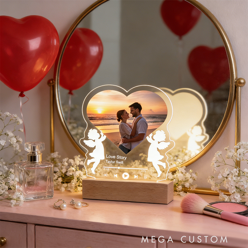 Personalized Gifts for Couple Custom Engagement Gifts for Couple Wedding Day Gifts Angel LED Lamp Anniversary Birthday Wedding Gifts