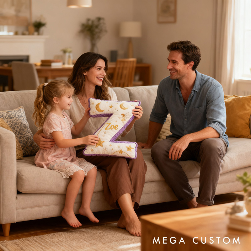 Personalized Graphic 3D Print Flower Fairy Letter Pillow with Your Own Name Soft Stuffed Toy for Kids Unique Decorative Cushion for Girls' Room