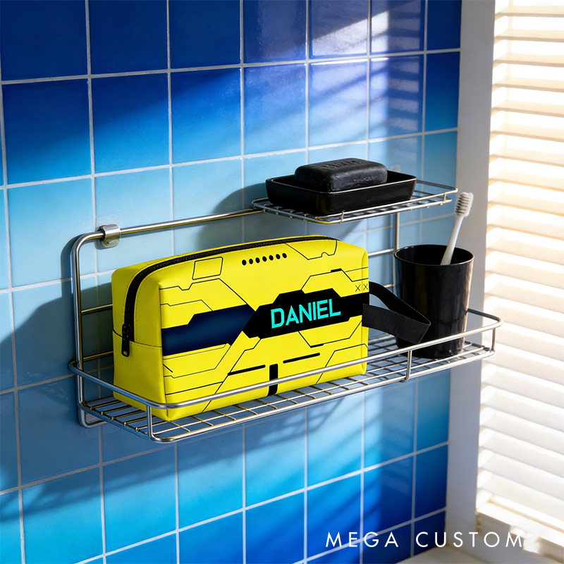Personalized Cyberpunk Game Portable Toiletry Bag with Zipper and Handle Dopp Kit Travel Accessory Birthday Gift for Game Lover Kids