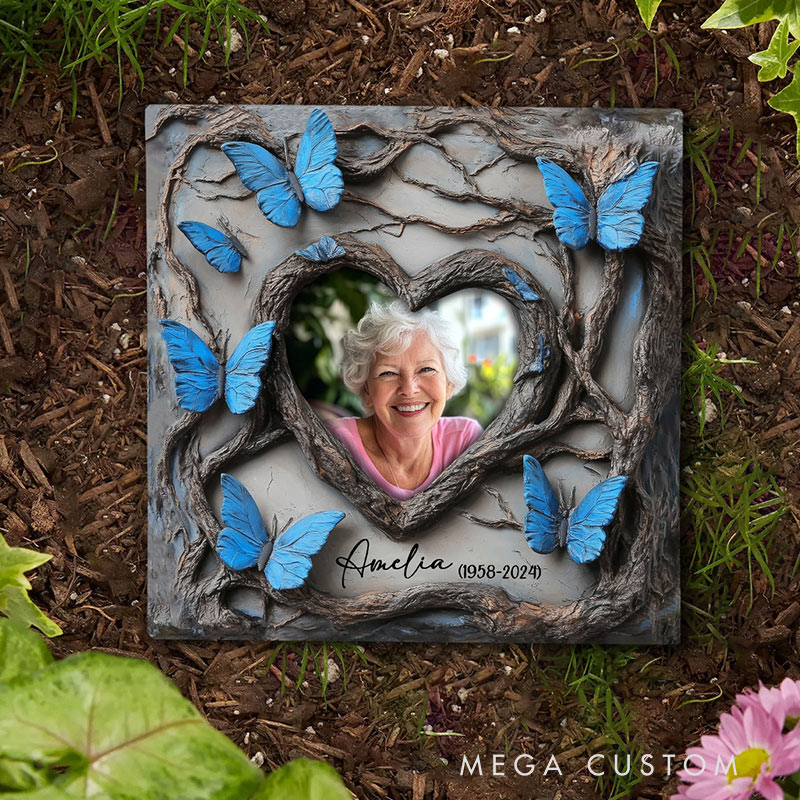 Personalized Memorial Stone In Loving Memory Blue Butterfly Sympathy Gift Slate Grave Marker Keepsake Bereavement Gift 