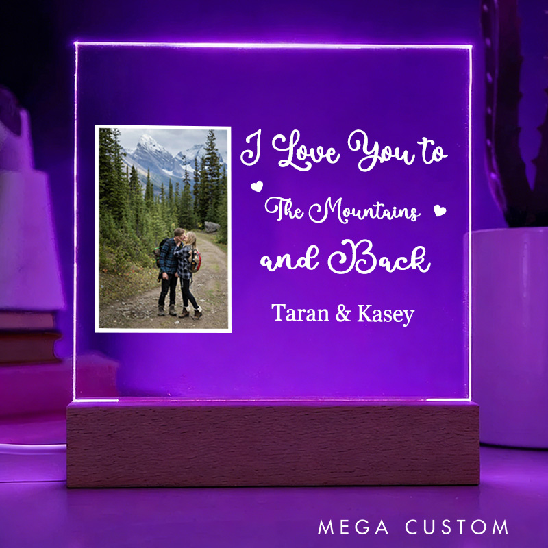 Personalized Outdoor Enthusiasts Photo Night Light for Couple Custom Anniversary Gift for Outdoor Hiking