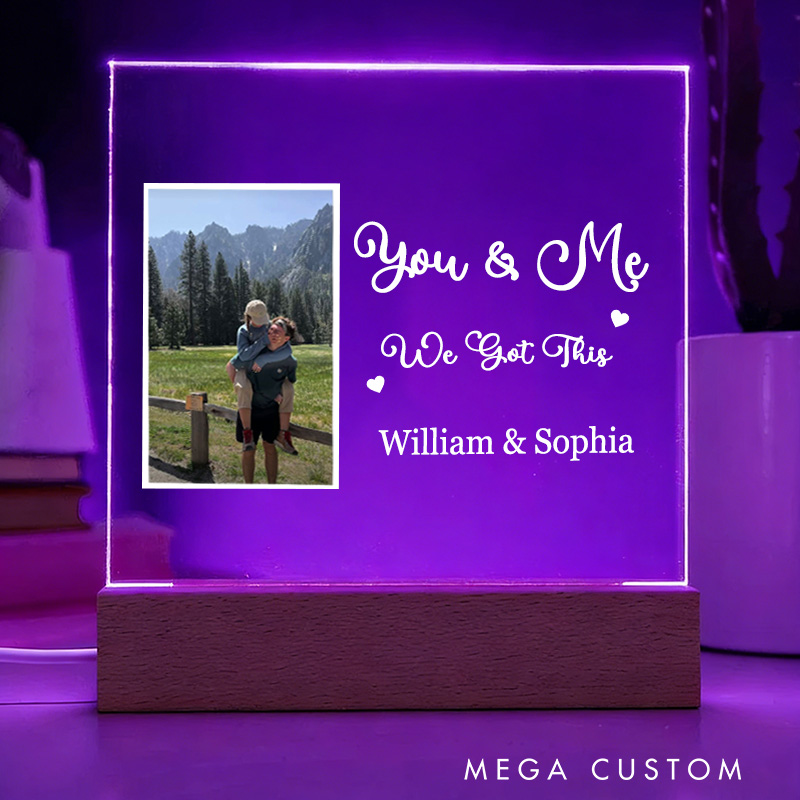 Personalized LED Couple's Photo Night Light Custom Anniversary Gift for Outdoor Hiking