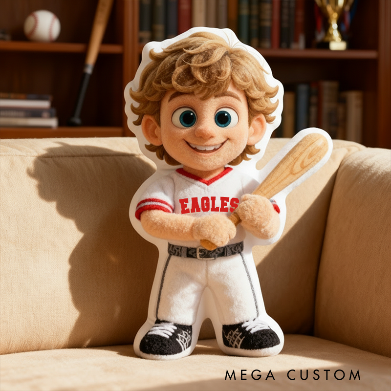 Personalized Baseball Pillow Add Your Custom Name and Photo for a Unique Touch