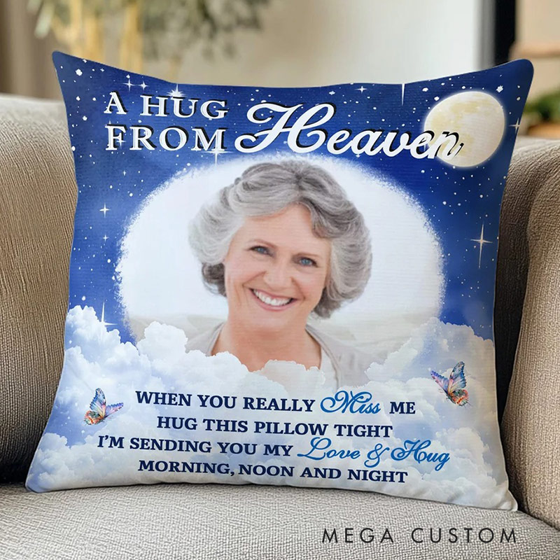 Personalized Memorial Pillow Hug This Pillow And Know I'm Here Custom Double Sided Starry Sky Moon Clouds Pillow Bereavement Gift Sympathy Gift 