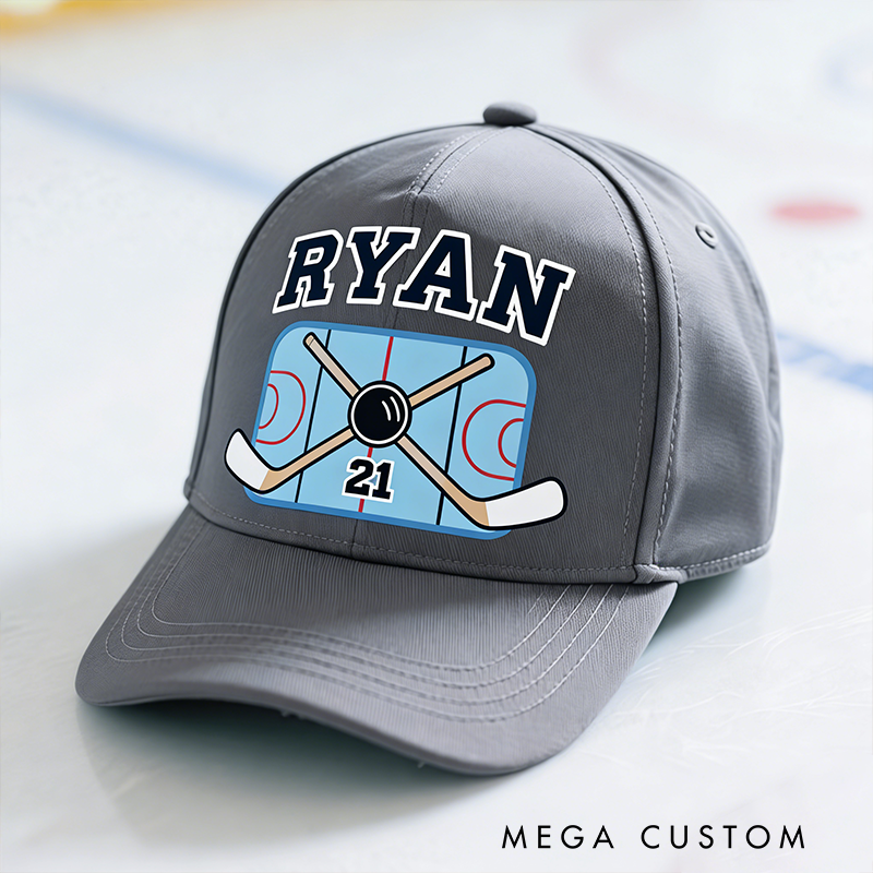 Personalized Hockey Cap with Custom Name and Number Design