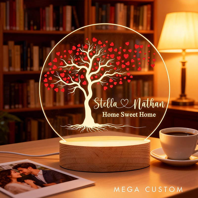 Personalized Couple LED Night Light Custom Tree of Life Lamp with Names Housewarming Gifts New Home Hifts