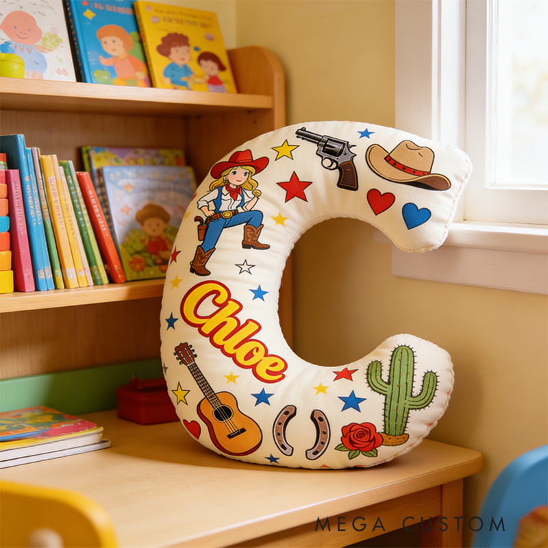 Personalized Floral Cowgirl Boots Western Pillow with Name Western Nursery Birthday Gift for Cowgirls Friends