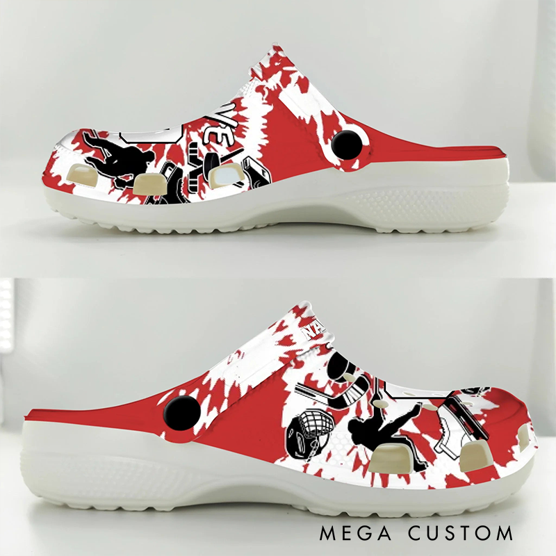 Personalized Ice Hockey Clogs with Custom Name and Number Design