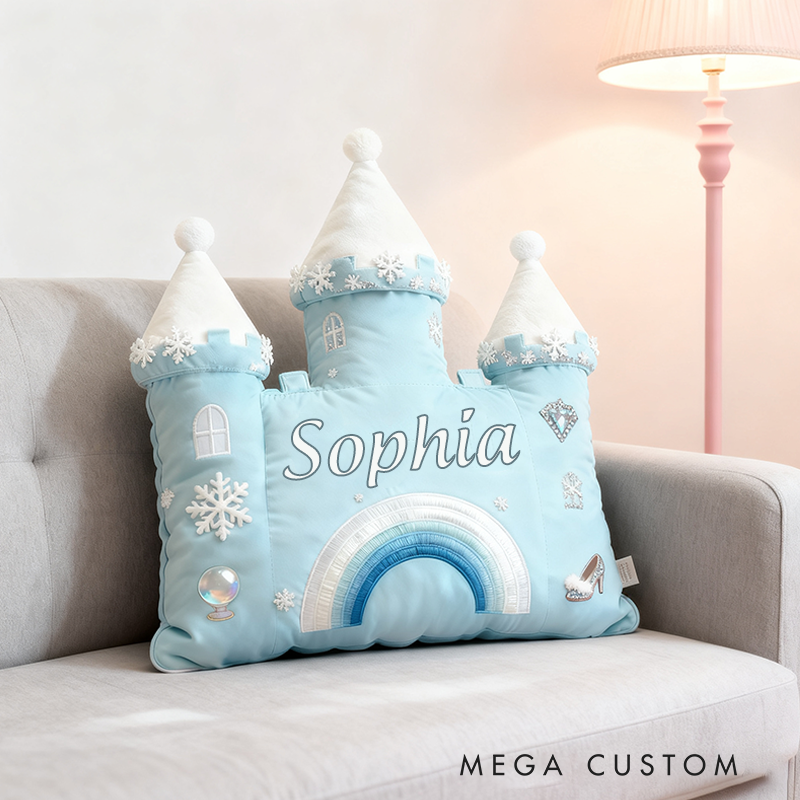 Personalized Castle Pillow with Rainbow Stars and Moon Design for Magical and Cozy Fairy Tale Pillow Custom Pillow Christmas Gift for Kids