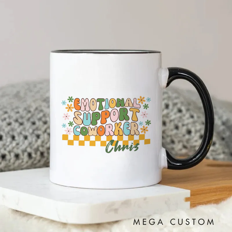 Personalized Vintage Emotional Support Coworker Mug for Friends Coworkers
