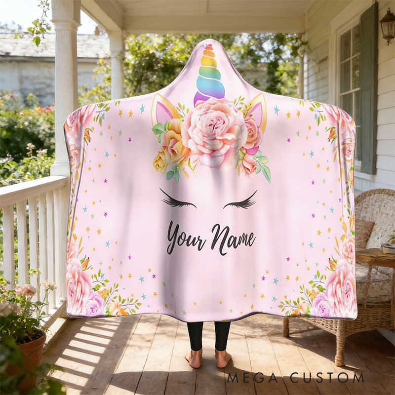 Personalized Pink Magic Hooded Blanket For Magic Lovers Custom Name Wearable Blanket With Hood Throw Hooded Blanket