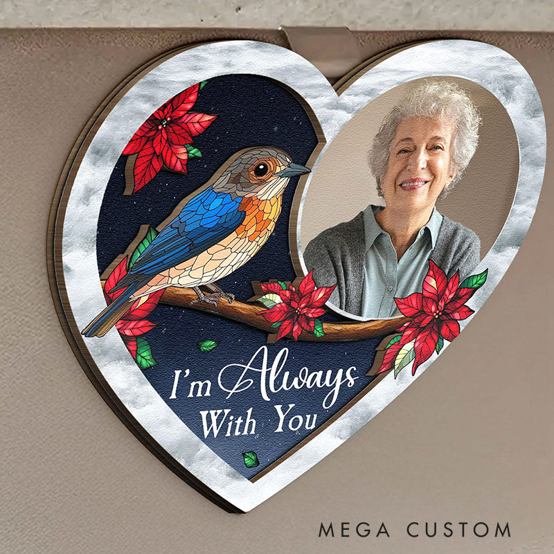 Personalized Wooden Photo Car Visor Clip Memorial Gift I'm Always With You for Loss of Loved One