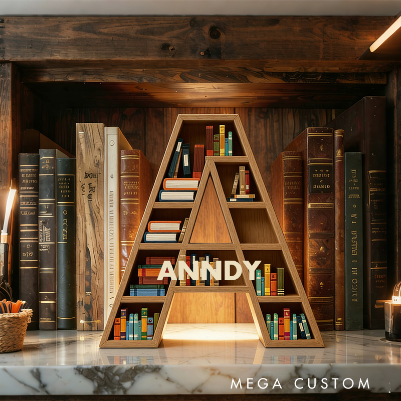 Personalized Alphabet Bookshelf Decor Custom 3D Print Letter with Library Decor Gift for Book Lover Bookish Bookworm Reader