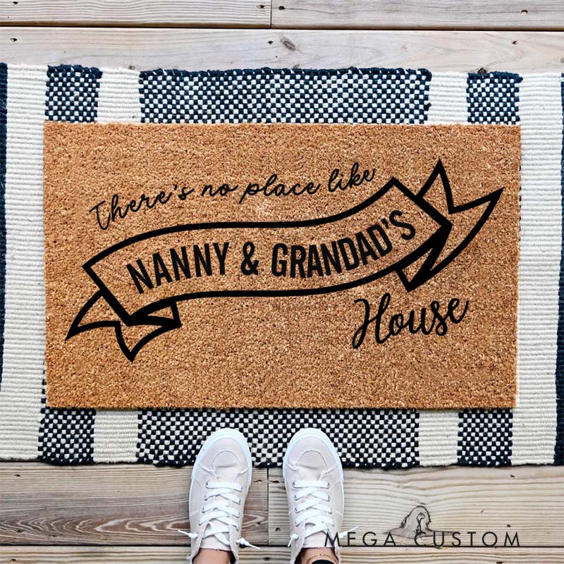 Personalized Grandparents Welcome Doormat There's No Place Like Nanny and Grandad's House Housewarming Gift Personalized Grandparents Gift Mat