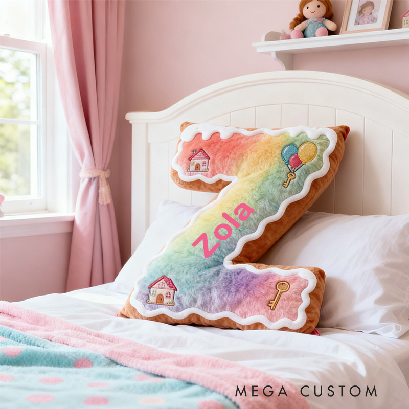 Personalized Rainbow Letter Pillow Custom Name Soft Decorative Cushion for Kids Room Graphic 3D Print Unique Gift for Children