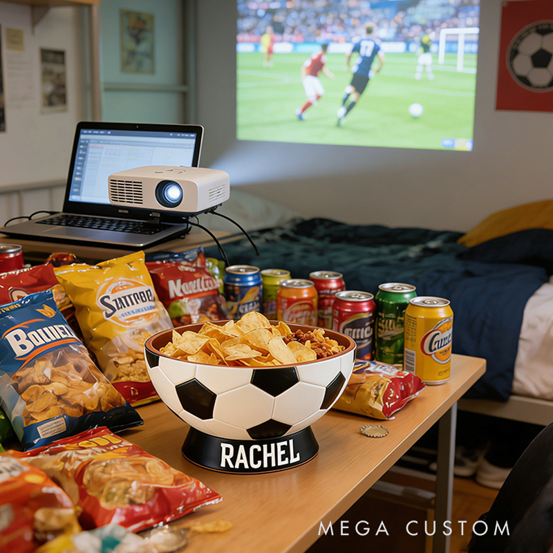 Personalized 3D printed Soccer Ball Snack Bowl with Custom Name TV Snack Bowl Match Day Gift for Football Fans Sports Lover Gift Dad Gift