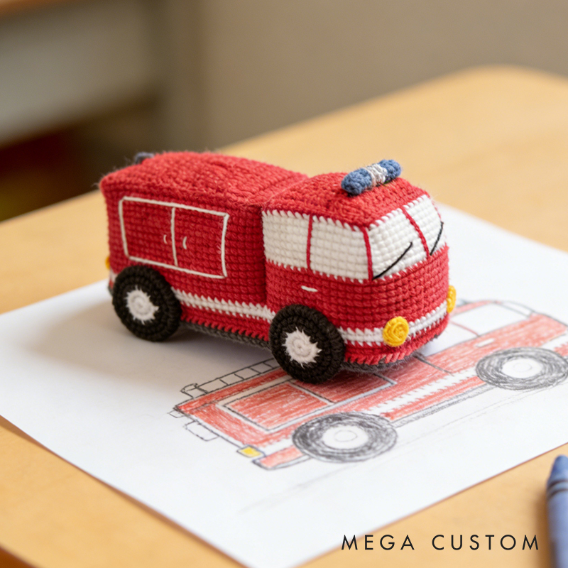 Handmade Crochet Vehicle Toys Fire Truck Ambulance Police Car and Taxi Pattern Kit or Finished Toy