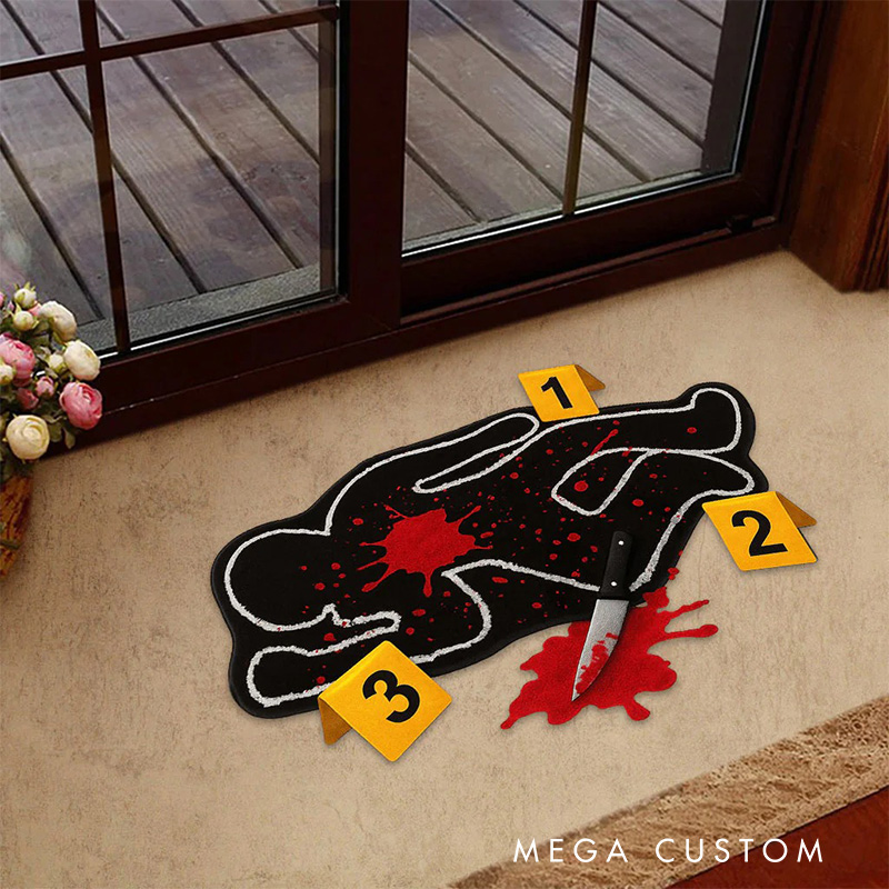 Personalized Crime Scene Rug for Movie TV Show Doormat Movie Lover Gift for Friend Birthday Gift