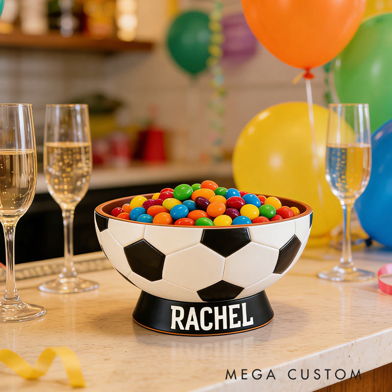 Personalized 3D printed Soccer Ball Snack Bowl with Custom Name TV Snack Bowl Match Day Gift for Football Fans Sports Lover Gift Dad Gift