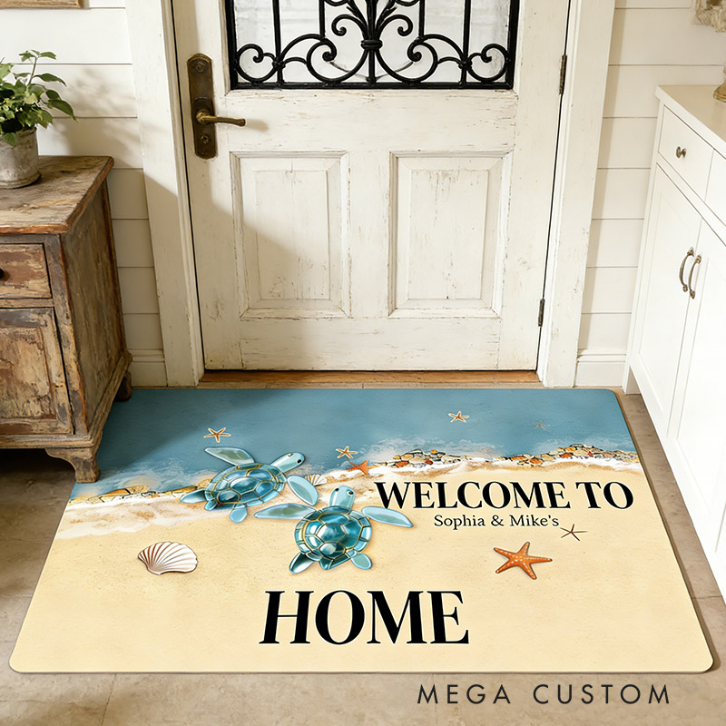 Personalized Welcome Doormat Custom Home Mat with Name for Couple Housewarming Gift Valentine's Day Gift 