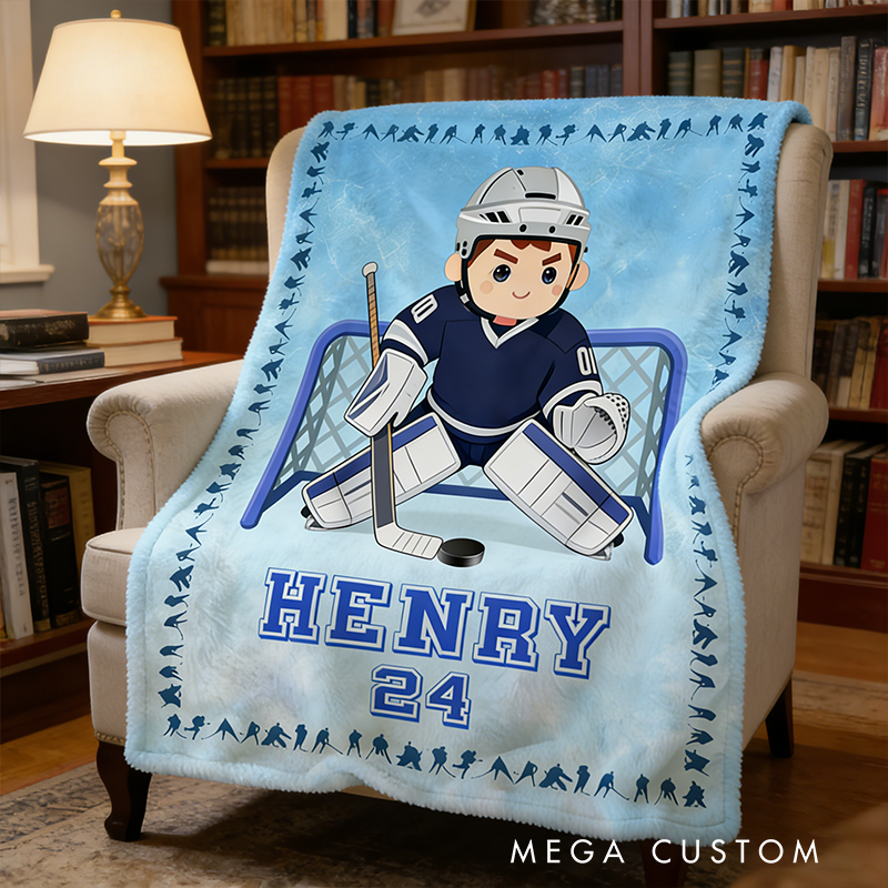 Personalize Your Ice Hockey Kids Rug with Custom Name and Number Design