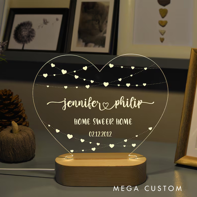 Personalized Night Light for Couples Engagement Gifts Custom Couple Anniversary Gift Valentine's Day Gifts