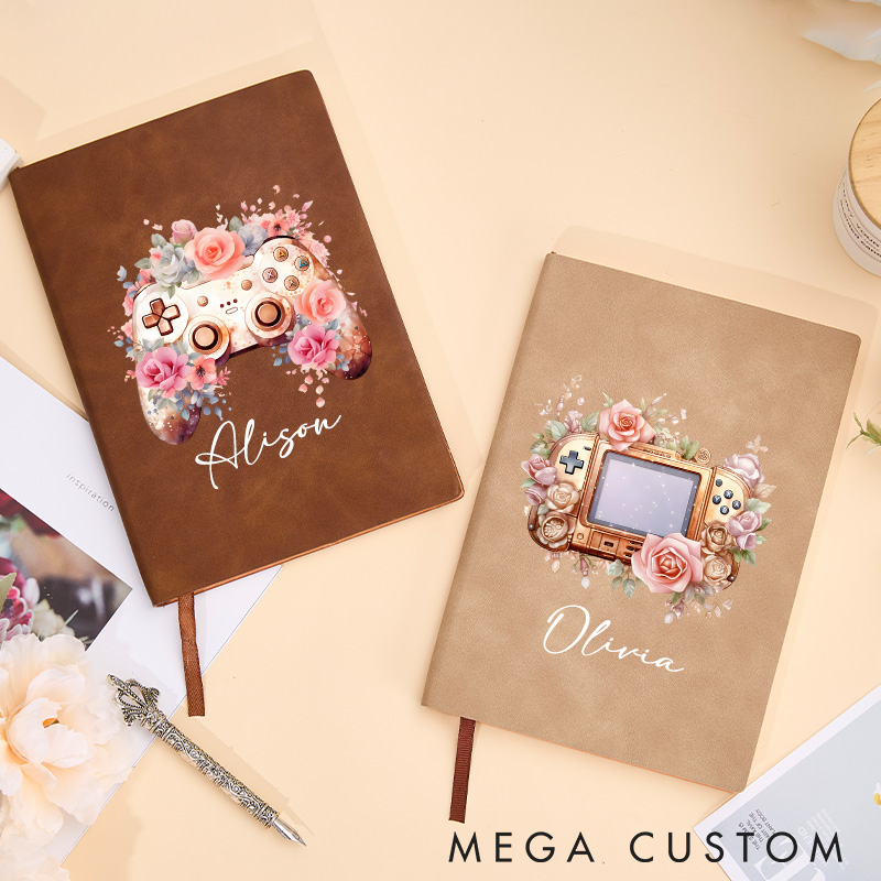 Personalized Floral Gamer Journal Girl Gaming Controller Journal Notebook Gamer Lover Gift