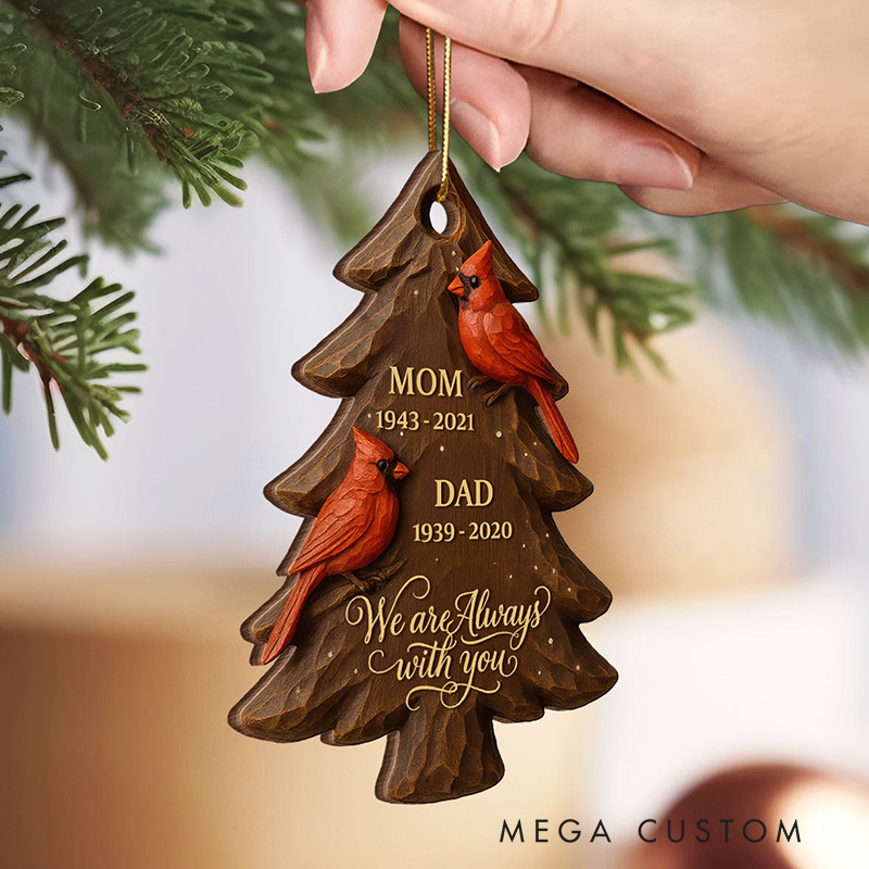 Personalized Wood Ornament 3D Effect Christmas Cardinals Memorial Ornament Remembrance Gift Sympathy Gift