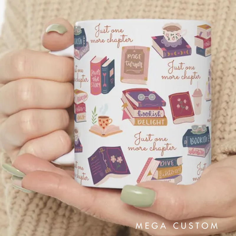 Personalized Just One More Chapter Mug Custom Girls Book Club Mug with Name Bookworm Coffee Cup for Reader Book Lover Librarian Gift