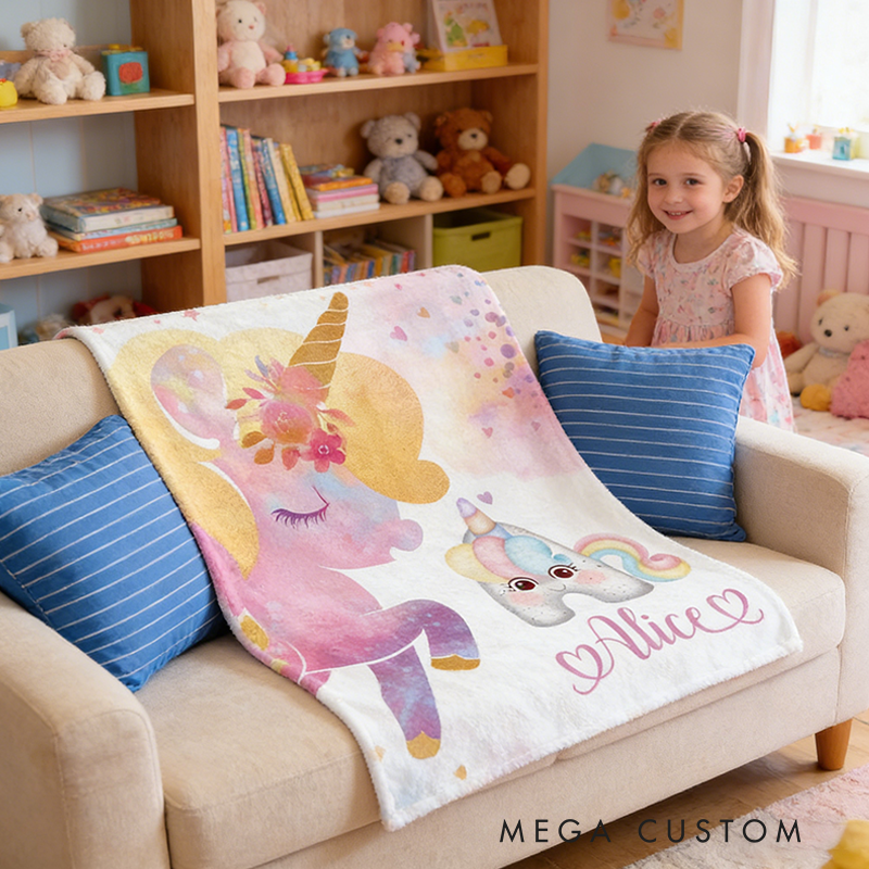 Personalized Name Kawaii Alphabet Blanket Magic Girl Room Decor Kids Custom Name Gift Magic Throw Best Fan Gift