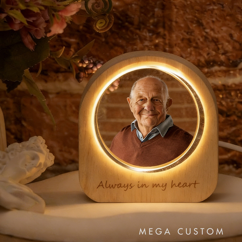 Personalized Memorial Photo Portrait LED Crystal Photo Night Light Crystal Photo Cabin LED Sympathy Gift