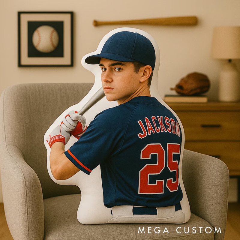 Personalize Your Baseball Player Pillow with Custom Photo Design