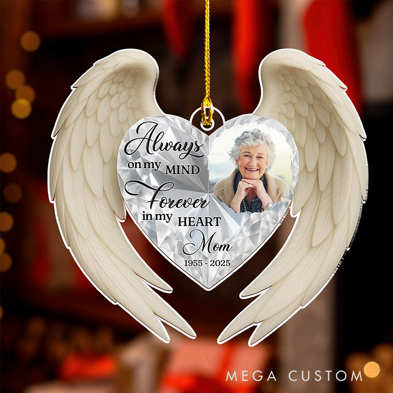 Personalized Photo Memorial Ornament My Heart And Mind Ornament Sympathy Gift for Loss of Loved Ones