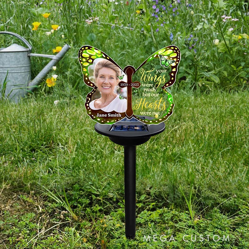 Personalized Solar Light Custom Photo Your Wings Were Ready Memorial Solar Light Garden Decor for Grave Sympathy Gift