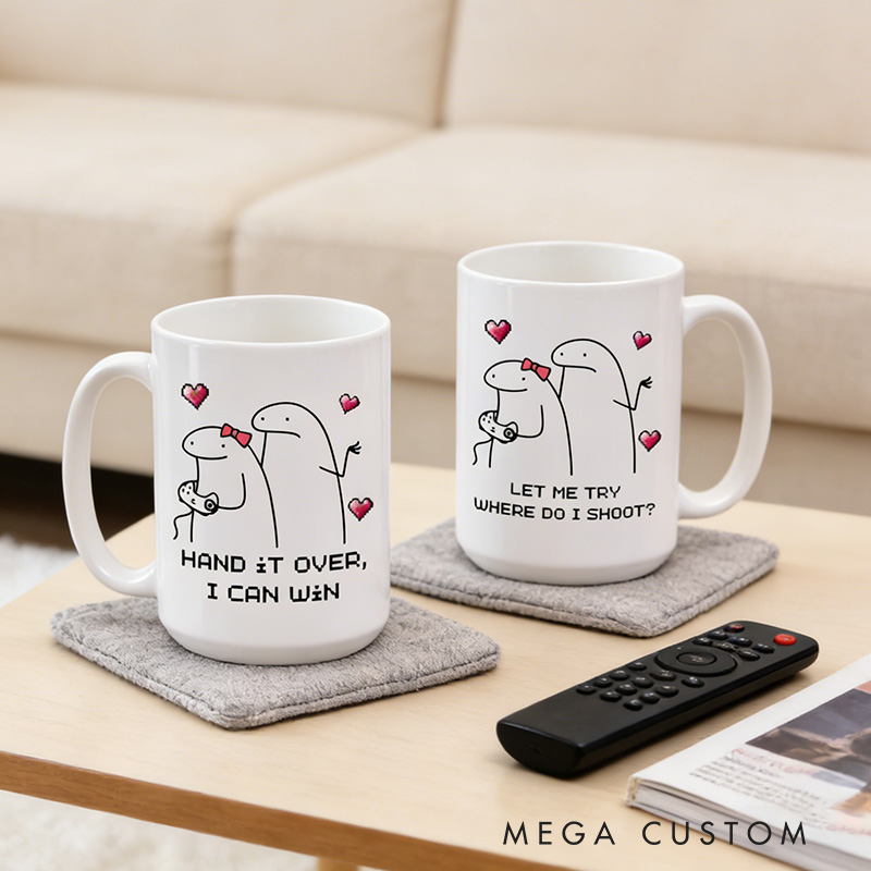 Personalized Funny Casual Gamer Couple Gift Retro Gaming Coffee Cups Matching Video Game Mugs Mr & Mrs Mug for Game Lovers Couples