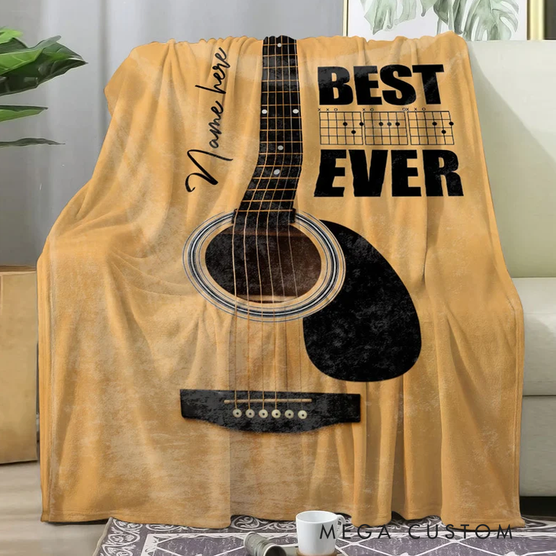 Personalized Guitar Blankets Best Dad Ever Blanket Custom Guitar Blanket Gift and Guitar Lover