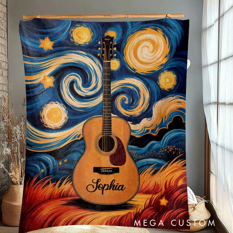 Personalized Electric Guitar Blanket Blanket for Guitar Lover Musical Instrument Blanket Guitar Lover Blanket