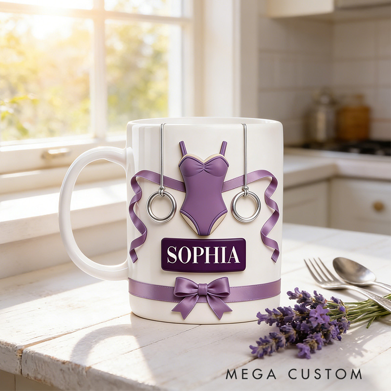 Personalized 2D Flat Purple  Gymnastics Mug Gymnastic Lover Mug Coffee Mug for Gymnastic Lover
