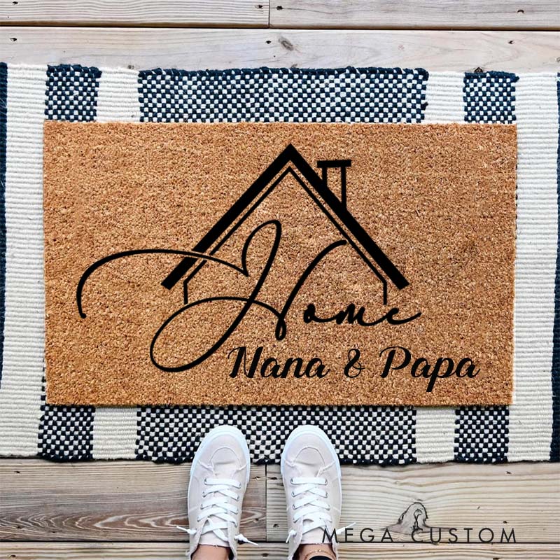 Personalized Home Doormat Custom Welcome Mat Durable Coir Rug for Front Door Housewarming Gift for Grandparents Family or New Homeowners