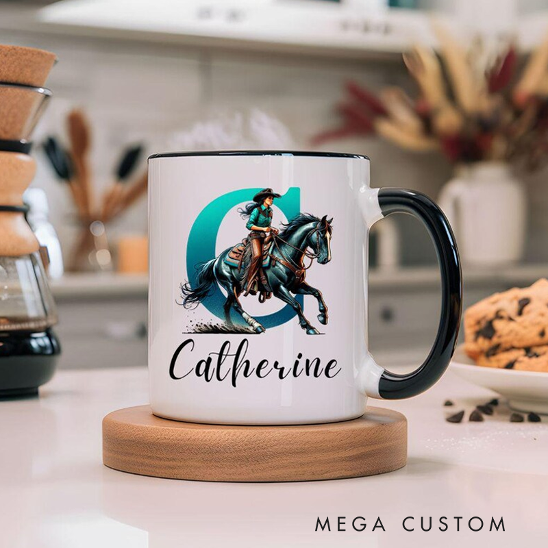 Personalized Name Cowgirl Birthday Mug Equestrian Gift Horse Gifts for Girl Custom Coffee Cup Gift for Horse Lover Horse mom Western Gifts