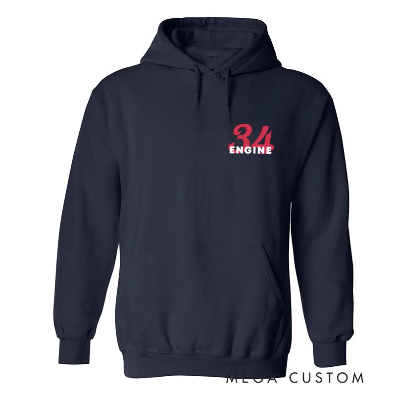 Personalized Firefighter Hoodie Gift Custom Engine Number Design Gift for Firefighter