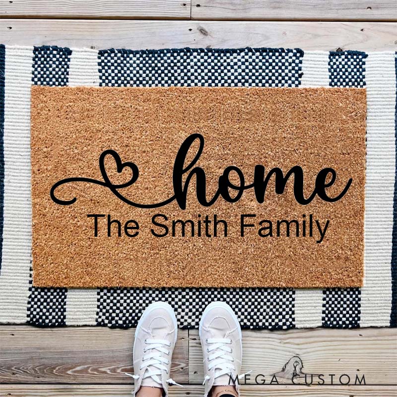 Personalized Home Doormat Custom Welcome Mat Durable Coir Rug for Front Door Housewarming Gift for Family Couples or New Homeowners