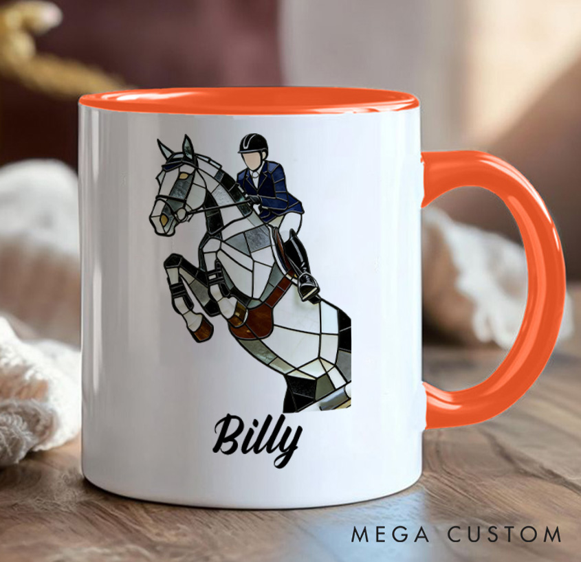 Personalized Photo Equestrian Mug Riding Horse Coffee Gift for Riding Lovers Equestrian Lovers