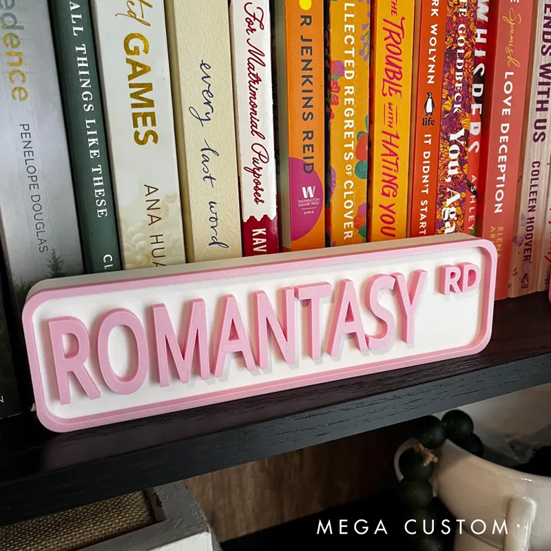 Personalized Bookshelf Street Sign Name 3D Printed Library Decor Book Lover Gift for Bookish Bookworm Reader