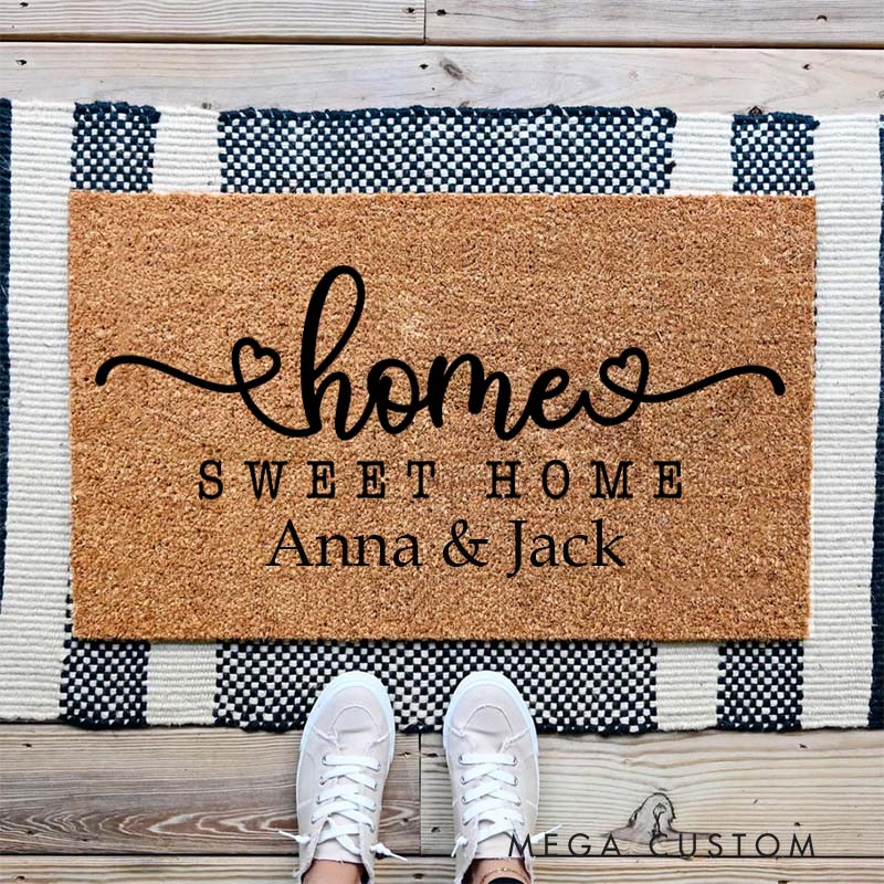 [Copy]Personalized Home Sweet Home Doormat Custom Welcome Mat Durable Coir Rug for Front Door Housewarming Gift for Family or New Homeowners
